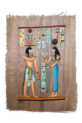 Handmade Egyptian papyrus painting: Offering to the Goddess Isis