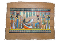 Handmade Egyptian papyrus painting: Tutankhamun and Ankhesenamun — Golden Throne Scene