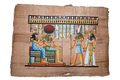 Handmade Egyptian papyrus painting: Audience before the Gods