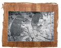 Handmade Egyptian papyrus painting: Ramses and Nefertari Relief — Black and White
