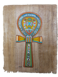 Handmade Egyptian papyrus painting: The Ankh — Key of Life with Royal Cartouches