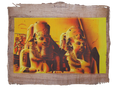 Handmade Egyptian papyrus painting: Abu Simbel — Yellow and Orange