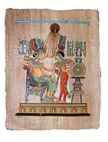 Handmade Egyptian papyrus painting: The Queen Anoints the Pharaoh