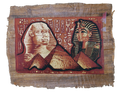 Handmade Egyptian papyrus painting: Sphinx and Mask — Red Tones