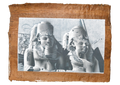 Handmade Egyptian papyrus painting: Abu Simbel — Photographic Style, Black and White