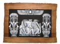 Handmade Egyptian papyrus painting: Divine Couple Enthroned — Silver Relief