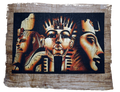 Handmade Egyptian papyrus painting: Three Royal Heads of Amarna