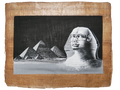 Handmade Egyptian papyrus painting: Pyramids and Sphinx — Black and White