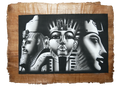Handmade Egyptian papyrus painting: Amarna Royal Heads — Black and White