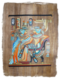 Handmade Egyptian papyrus painting: The Pharaoh and the Gods — Royal Scene