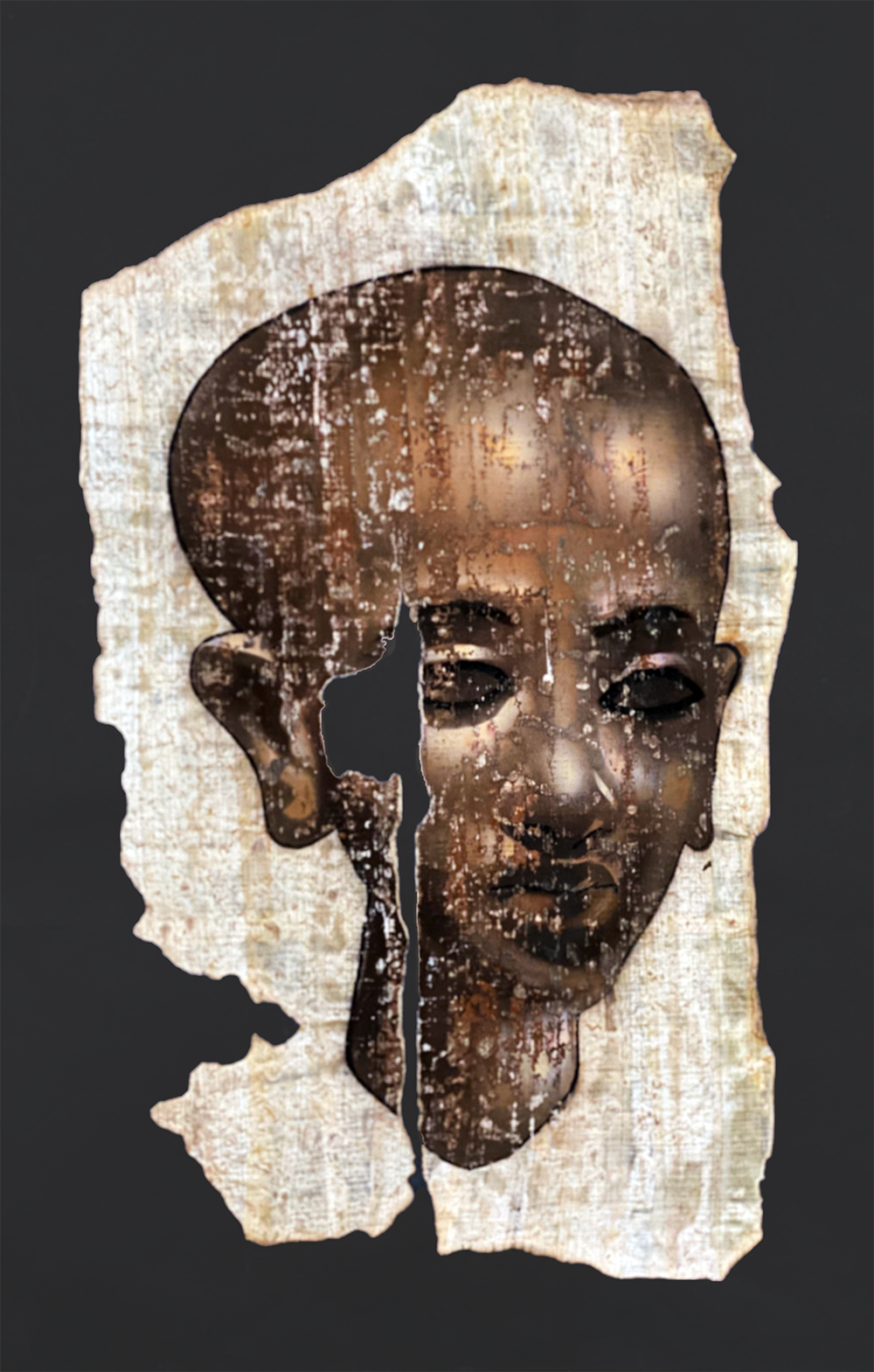 Handmade Egyptian papyrus painting: Amarna Princess — Brown Tones