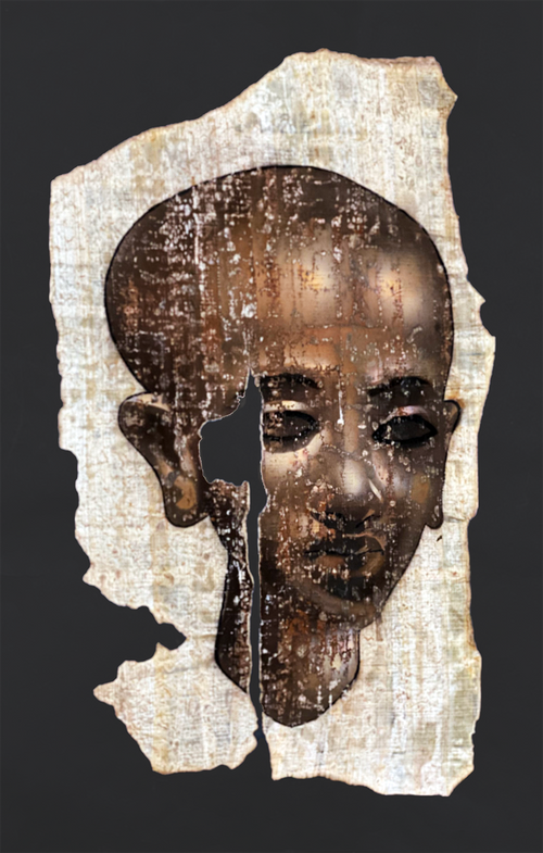 Handmade Egyptian papyrus painting: Amarna Princess — Brown Tones