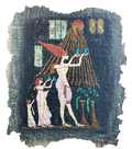 Handmade Egyptian papyrus painting: Akhenaten's Family under the Aten — Dark Ground