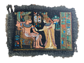 Handmade Egyptian papyrus painting: Throne Scene with Goddess — Antique Style