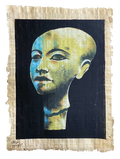 Handmade Egyptian papyrus painting: Amarna Princess — Green and Blue