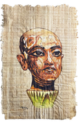 Handmade Egyptian papyrus painting: Tutankhamun as a Child on the Lotus