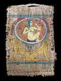 Handmade Egyptian papyrus painting: The Two Lions of the Horizon (Aker)
