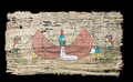Handmade Egyptian papyrus painting: Winged Isis — Protective Scene, Landscape Format