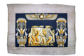 Handmade Egyptian papyrus painting: Isis and Osiris between Lotus Columns