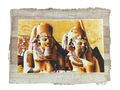 Handmade Egyptian papyrus painting: Abu Simbel — Gold Tones