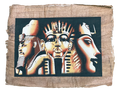 Handmade Egyptian papyrus painting: Three Masks — Dark Gold