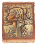 Handmade Egyptian papyrus painting: Cleopatra in Profile — Golden Relief