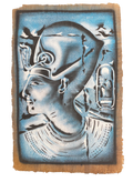Handmade Egyptian papyrus painting: Pharaoh's Head with Crown — White and Blue