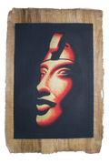 Handmade Egyptian papyrus painting: Akhenaten — Red Face on Dark Ground
