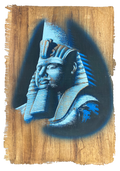 Handmade Egyptian papyrus painting: Tutankhamun — Mask in Profile, Blue Shades