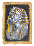 Handmade Egyptian papyrus painting: Tutankhamun — Mask in Silver and Gold