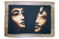 Handmade Egyptian papyrus painting: Two Queens' Faces — Red and Black