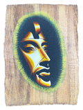 Handmade Egyptian papyrus painting: Akhenaten — Gold on Dark Oval