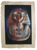 Handmade Egyptian papyrus painting: Tutankhamun — Mask in Copper and Red