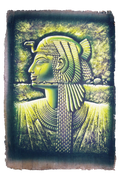 Handmade Egyptian papyrus painting: Cleopatra in Profile — Green and Gold