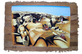 Handmade Egyptian papyrus painting: Giza Panorama — Pyramids and Sphinx