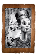 Handmade Egyptian papyrus painting: Nefertiti and Akhenaten — Black and White Collage