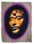 Handmade Egyptian papyrus painting: Akhenaten — Copper Head with Violet Aura II