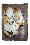 Handmade Egyptian papyrus painting: The Amarna Royal Family — Golden Collage