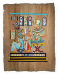 Handmade Egyptian papyrus painting: Majestic Scene from Egyptian Mythology
