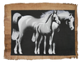Handmade Egyptian papyrus painting: Two White Arabian Horses