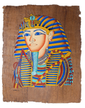 Handmade Egyptian papyrus painting: Tutankhamun — Side Profile Portrait