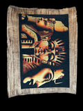 Handmade Egyptian papyrus painting: Guardians of Giza - Sphinx & the Pharaohs
