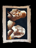 Handmade Egyptian papyrus painting: Sphinx & Colossus - Sepia Monuments