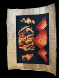 Handmade Egyptian papyrus painting: Monuments of the Pharaohs - Crimson Dusk