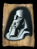 Handmade Egyptian papyrus painting: Ramses the Great - Colossus in Silver
