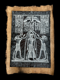 Handmade Egyptian papyrus painting: Coronation of the Pharaoh - Horus & Thoth