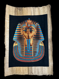 Handmade Egyptian papyrus painting: Golden Mask of Tutankhamun - Turquoise & Gold