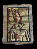 Handmade Egyptian papyrus painting: Horus of Edfu - Falcon God in Red & Gold