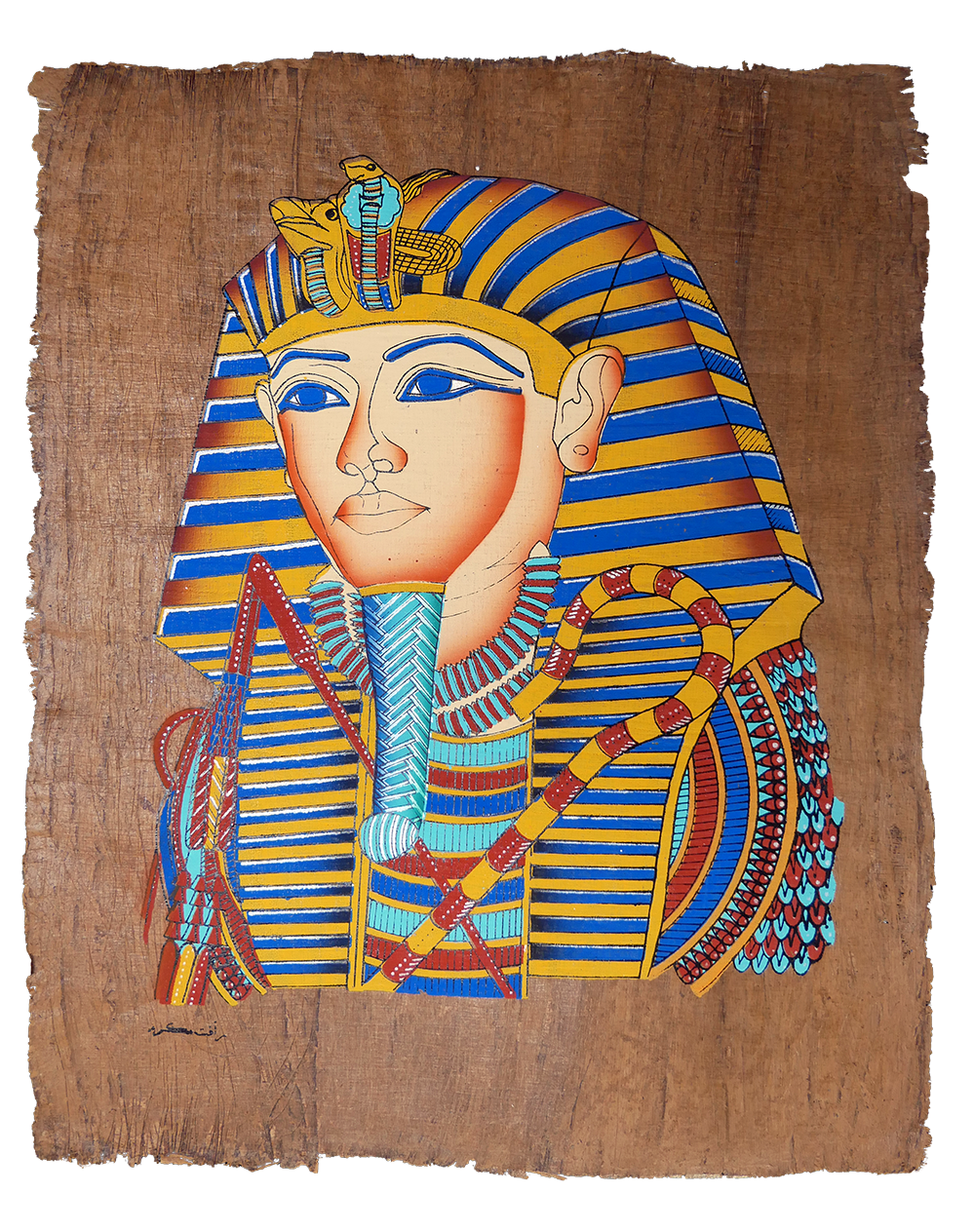 Tutanchamun (Profil Links) – Authentisches ägyptisches Papyrus-Gemälde
