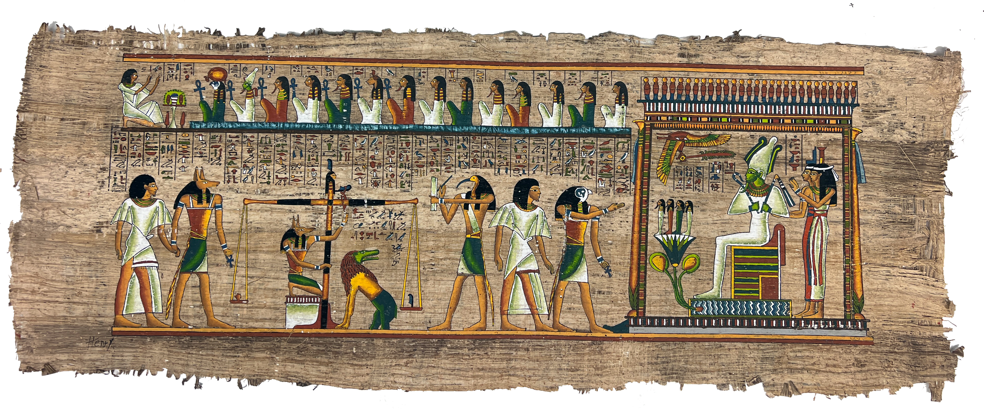 Das Totengericht des Osiris – Authentisches ägyptisches Papyrus-Gemälde